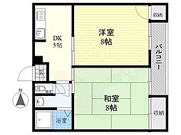 ナンソーコーポ2 2DKの間取図画像