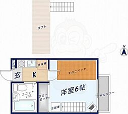 レオパレス瓢箪山第3 1Kの間取図画像