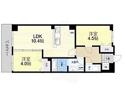 アベニュー瓢箪山 3階2LDKの間取り