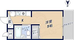 ターミナルプラザ荒本 1Kの間取図画像