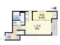 コスモクレスト新石切 3階1LDKの間取り