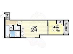 フジパレス花園西町 1LDKの間取図画像