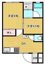 本町ビル 2DKの間取図画像