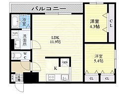 Gradito東石切 2LDKの間取図画像