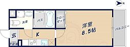 INOVE若江北 1Kの間取図画像