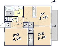 アルシオネ 2DKの間取図画像