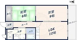 グランデュール弥生 2LDKの間取図画像