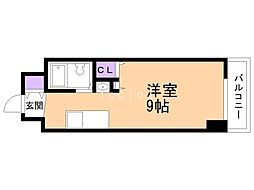 メゾンクレスト円山公園 2階ワンルームの間取り