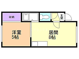 コーポオオヤB棟 1LDKの間取図画像