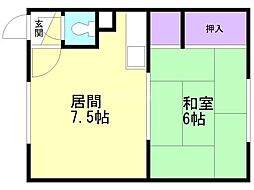 第ニ八栄ハウス 8 2階1DKの間取り