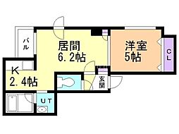 フェニックス円山 2階1LDKの間取り