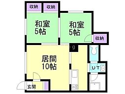 札幌市営南北線 中島公園駅 徒歩6分の賃貸アパート 2階2LDKの間取り