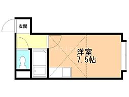 ライフステージ旭が丘 1階ワンルームの間取り