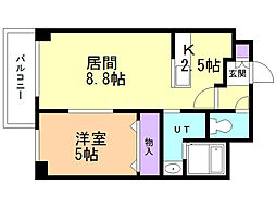 オリオンコート 8階1LDKの間取り
