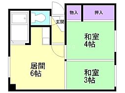 くぼたハイツ 2DKの間取図画像