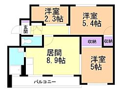 ハイツリラ 4階3DKの間取り