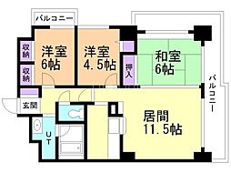 札幌市営南北線 幌平橋駅 徒歩8分の賃貸マンション 2階3LDKの間取り