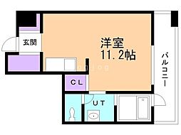 ラフィネタワー札幌南3条 9階1Kの間取り