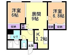 山鼻コンパウンド 2LDKの間取図画像