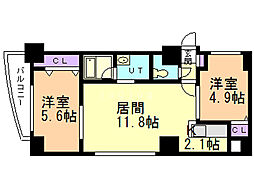 グランカーサ永山公園通west 2LDKの間取図画像