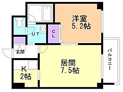 Ｔｒｅａｓｕｒｅ　Ｃｏｕｒｔ　Ａ 10階1LDKの間取り