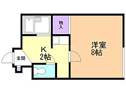 レオパレス南10条 1Kの間取図画像