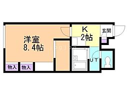 レオパレスリべェール 1階1Kの間取り