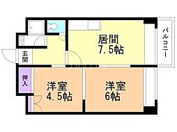 くぼたビルくぼたマンション 2DKの間取図画像