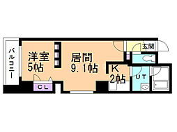 アンソレイエ　ヴィ　メゾン 9階1LDKの間取り