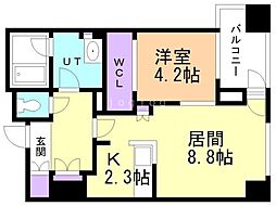 プライムメゾン南2条 14階1LDKの間取り