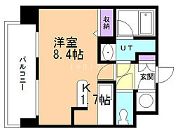 クレジデンス札幌・南4条 7階1Kの間取り