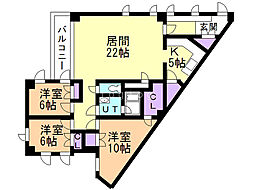 宮の森ウルビス 3LDKの間取図画像