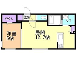 札幌市営東西線 バスセンター前駅 徒歩9分の賃貸マンション 3階1LDKの間取り