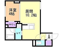 札幌市営南北線 幌平橋駅 徒歩24分の賃貸マンション 4階1LDKの間取り