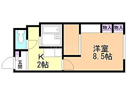 レオパレスセントラル南4条Ｂ 301 3階1Kの間取り