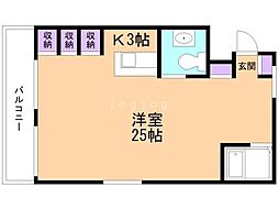ライオンズマンション第7大通 2階1Kの間取り