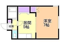 エンドレス三井南6条 1階1DKの間取り