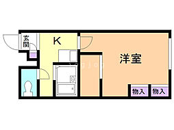 レオパレスリべェール 4階1Kの間取り