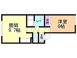 ハイセレール中島公園 205 2階1LDKの間取り