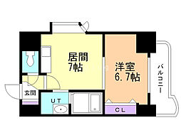 ティアラ資生館 1DKの間取図画像