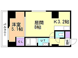 スペチアーレ・プリーモ 8階1LDKの間取り