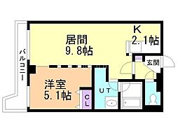 グランカーサ永山公園通east 1LDKの間取図画像