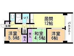 朝日プラザ一条橋 3LDKの間取図画像