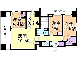 札幌市営東西線 バスセンター前駅 徒歩3分の賃貸マンション 11階3LDKの間取り