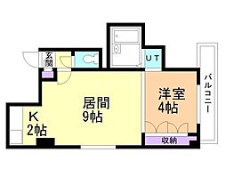 ヴィラススキノ 2階1LDKの間取り