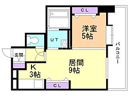ピュア東彩館II 3階1LDKの間取り