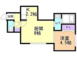 Ｌａ　Ａｘｉａ　IV（ラ・アクシア4） 1階1LDKの間取り
