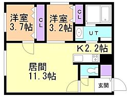札幌市中央区北八条西26丁目マンション 2LDKの間取図画像