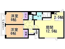 メゾンラコム 2LDKの間取図画像