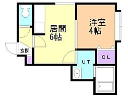 タワーヴュー札幌 1DKの間取図画像